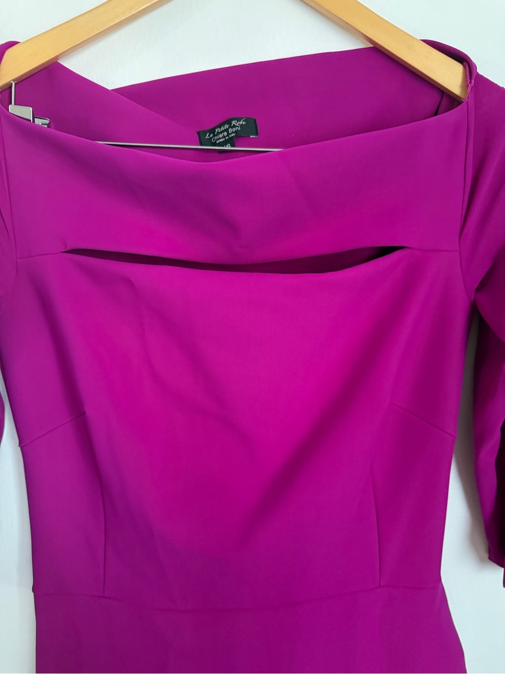Chiara Boni La Petite Robe Kate Dress Boat Neck Midi Fuchsia Purple IT 46 US 10 - Picture 4 of 11